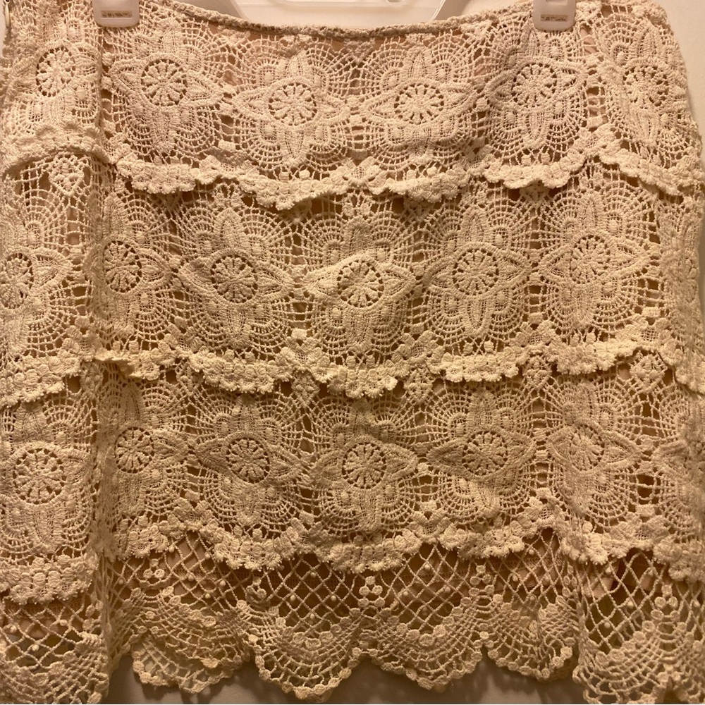 Jennifer Lopez Crochet Cream Mini Skirt~ Size Large